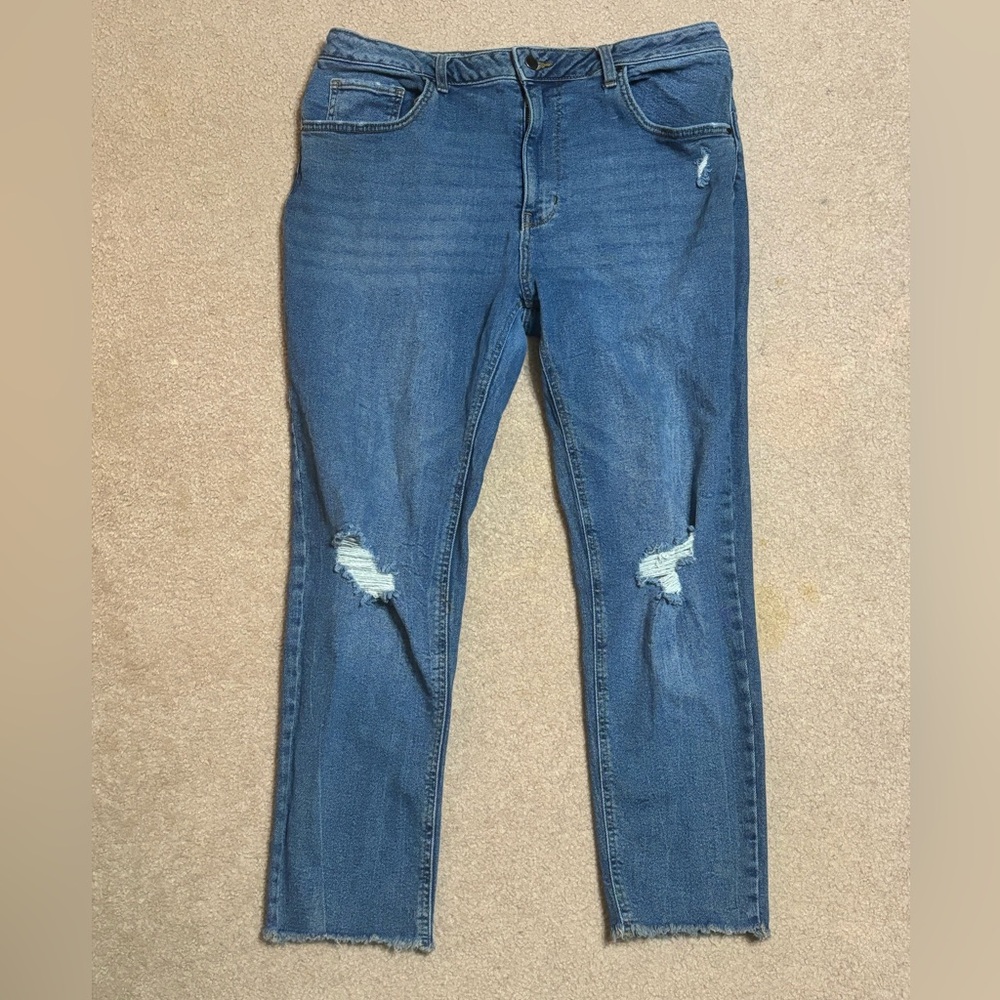 Distressed Blue Denim Jeans